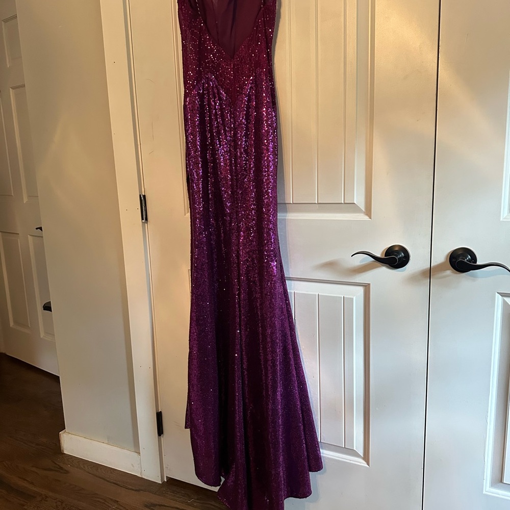 Mori Lee Purple Sequin Prom Dress